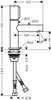 A technical drawing of a faucet with dimensions. Produktbild-Vorschau