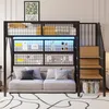 A loft bed with a sofa underneath, decorated with photos and notes on a metal grid. Produktbild-Vorschau