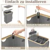 Collage of four images showing the assembly steps of a laundry basket. Produktbild-Vorschau