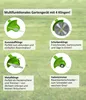 A collage showcasing a multifunctional garden tool with four different attachments. Produktbild-Vorschau