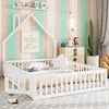 Kinderbett 140 x 190 cm mit Schornstein-Design, umlaufendem Produktbild-Vorschau 3