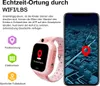 A pink smartwatch and a smartphone displaying a city map with a location pin. Produktbild-Vorschau