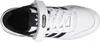 A top-down view of a white Adidas basketball shoe with black accents. Produktbild-Vorschau