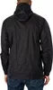 Back view of a person wearing a black hooded jacket and blue jeans. Produktbild-Vorschau