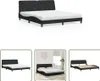 The Living Store Bett mit Matratze Schwarz 180x200 cm Samt Produktbild-Vorschau 1