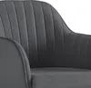 A close-up view of the upholstered seat and armrest of a gray office chair. Produktbild-Vorschau