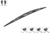 A single windshield wiper blade is shown diagonally against a white background, with smaller images of mounting hardware at the bottom. Anteprima dell’immagine prodotto