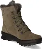 A single green boot with fur trim and laces against a white background. Produktbild-Vorschau