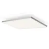 A square LED panel light with a thin gray frame, shown from a low angle against a white background. Produktbild-Vorschau