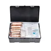 An open black first aid kit filled with medical supplies. Produktbild-Vorschau