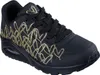 A black Skechers Uno sneaker with gold heart detailing. Voir les images du produit