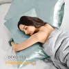 2er Set Satin Kissenbezug Grün 40x80 mit Haargummis Produktbild-Vorschau 2