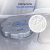 A close-up view of a dishwasher component, with an inset showing salt granules. Produktbild-Vorschau