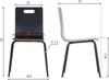 Front and side views of a chair with dimensions indicated. Produktbild-Vorschau