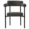 A gray upholstered chair with black metal legs, shown from the front against a white background. Podgląd zdjęcia produktu