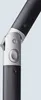 A close-up view of a joint mechanism on a dark-colored pole, likely part of an umbrella or similar outdoor equipment. Produktbild-Vorschau