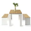 A dining table and two benches set against a white background. Náhled obrázku produktu