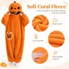 Halloween pompoen pyjama – Pluizen jumpsuit met capuchon Productafbeelding-voorbeeld 3