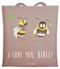 Mr. & Mrs. Panda Tote Bag Bienen Paar - Braun Pastell - Produktbild-Vorschau 1