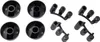 A product shot of several black plastic knobs and adapters on a white background. Produktbild-Vorschau