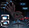 A gaming chair shown from the side with various features highlighted by text and diagrams. Náhled obrázku produktu