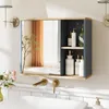 COSTWAY Mobile da bagno con specchio, mobile da bagno a Anteprima dell’immagine prodotto 2