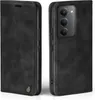 A black flip case for a smartphone, shown from two angles. Produktbild-Vorschau
