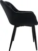A side view of a black velvet dining chair with black legs, isolated on a white background. Produktbild-Vorschau