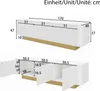 Diagrams showing the dimensions of a TV lowboard. Anteprima dell’immagine prodotto