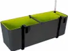 A gray and green planter box with black mounting brackets and a water level indicator. Náhled obrázku produktu