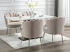 6er Set Stühle aus Velours und vergoldetem Stahl - Beige - Produktbild-Vorschau 2