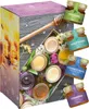 An advent calendar filled with small jars of honey, decorated with flowers and a honey dipper. Produktbild-Vorschau