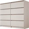A light gray dresser with eight drawers is shown from a diagonal angle against a white background. Náhled obrázku produktu