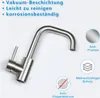 A stainless steel faucet with descriptive text and icons highlighting its features. Náhled obrázku produktu