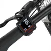 Close-up of an e-bike handlebar display and brake lever. Produktbild-Vorschau