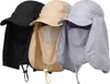 Three sun hats with face and neck protection are displayed side-by-side against a white background. Produktbild-Vorschau