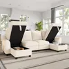 Modulares Chenille U-Form Sofa mit Stauraum, klappbarer Produktbild-Vorschau 4