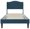 vidaXL Bettrahmen mit Kopfteil Blau 90 x 190 cm Samt Produktbild-Vorschau 4
