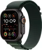 A close-up shot of an Apple Watch Ultra with a green band, displaying various metrics on its screen. Produktbild-Vorschau