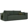 A dark green sofa with a throw blanket and pillows, presented against a white background. Voir les images du produit