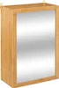 A wall-mounted cabinet with a mirror and a bamboo frame. Podgląd zdjęcia produktu