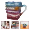 Tasse en forme de livre peinte, tasse à café empilée en 3D, Voir les images du produit 7