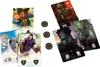 A collection of cards and tokens for a board game, likely related to fantasy or strategy. Produktbild-Vorschau