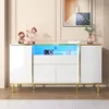 Buffet à 4 portes avec éclairage LED, 1 tiroir, blanc Voir les images du produit 11