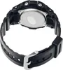 The back view of a black digital watch with a silver metal case back. Produktbild-Vorschau
