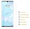 A smartphone screen protector is shown next to a smartphone displaying the time and date. Feature icons and text are displayed to the right of the phone. Produktbild-Vorschau