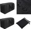 A collage of images showing a black storage box and a close-up of its waterproof material. Produktbild-Vorschau