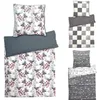 A collage of bedding sets with different patterns. Produktbild-Vorschau