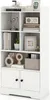 A white multi-purpose shelf unit with various decorative items and books on its shelves. Produktbild-Vorschau