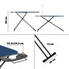 Collage of images showing an ironing board with dimensions and details. Produktbild-Vorschau